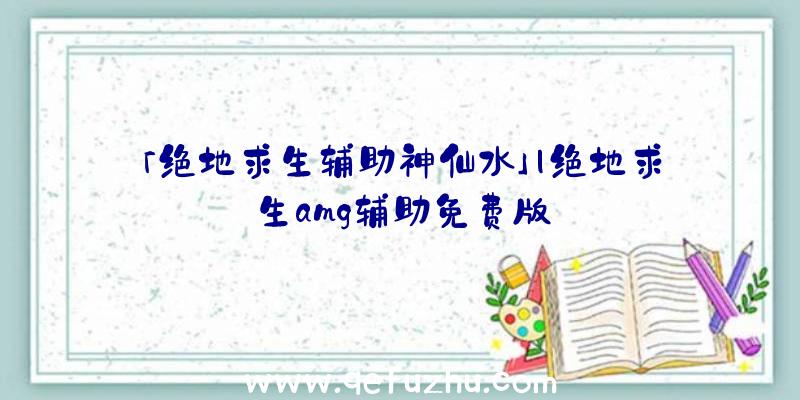 「绝地求生辅助神仙水」|绝地求生amg辅助免费版